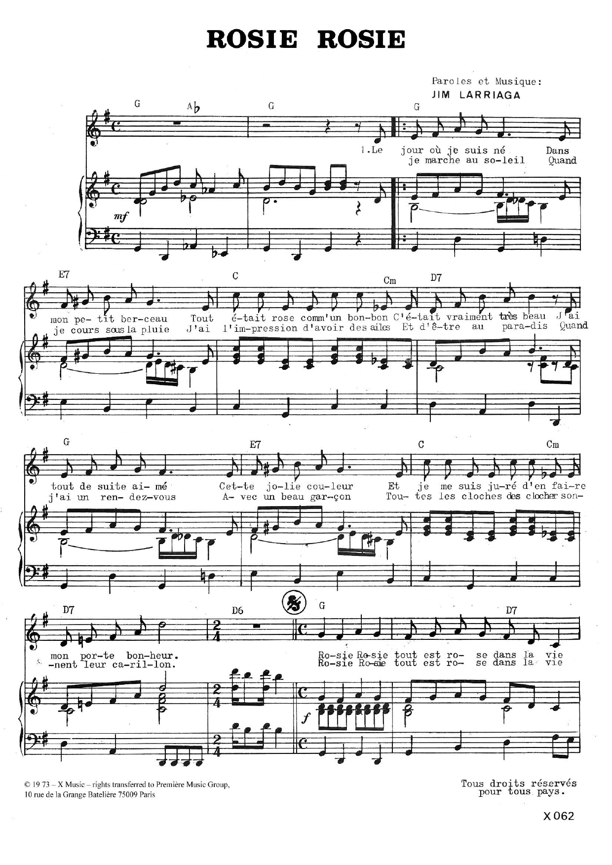 Download Jim Larriaga Rosie Rosie Sheet Music and learn how to play Piano & Vocal PDF digital score in minutes