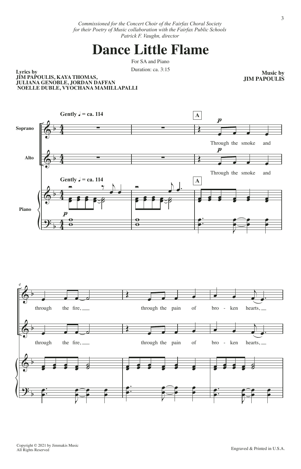 Download Jim Papoulis Dance Little Flame Sheet Music and learn how to play Unison Choir PDF digital score in minutes