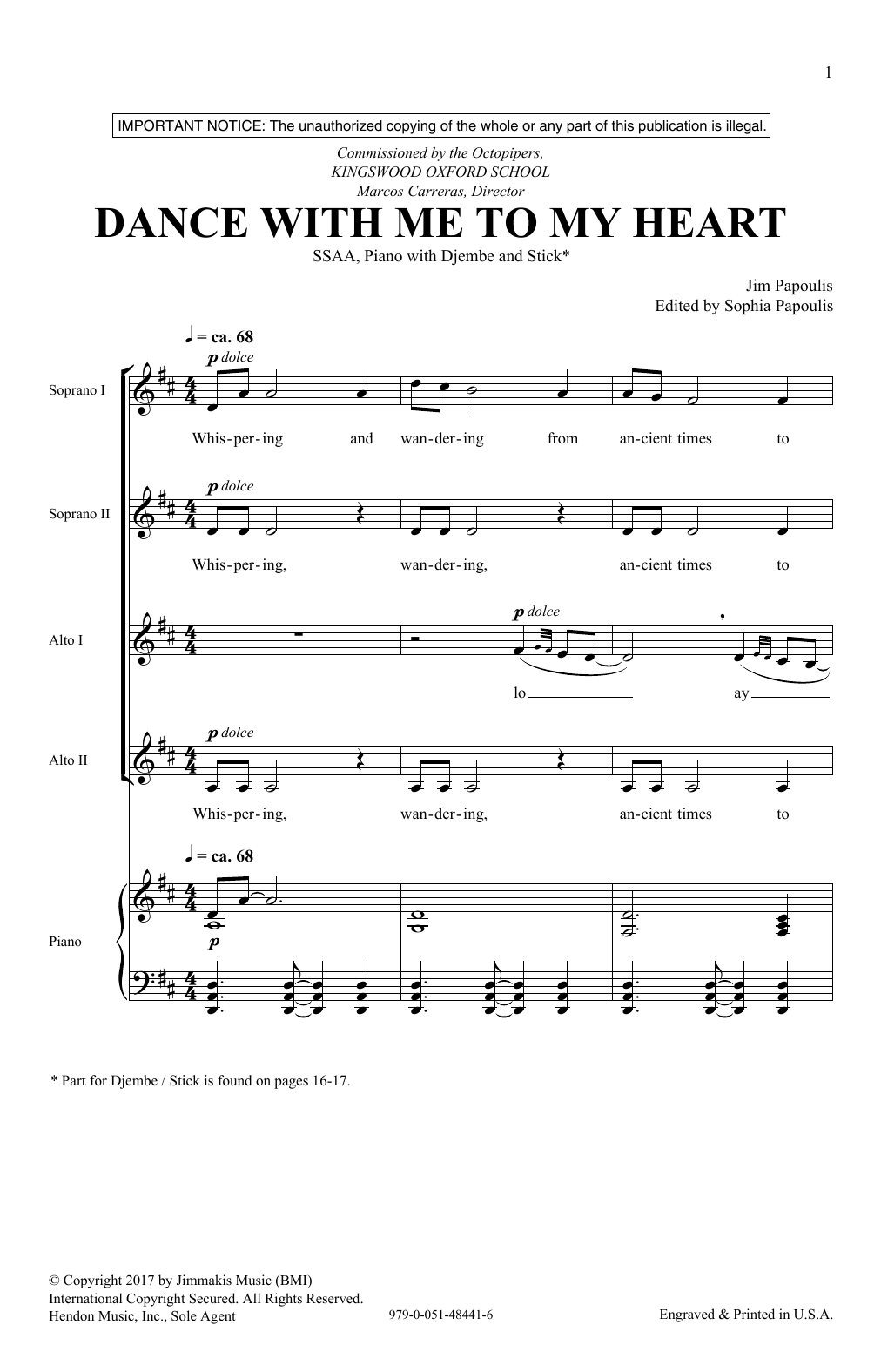 Download Jim Papoulis Dance With Me To My Heart Sheet Music and learn how to play SSA PDF digital score in minutes