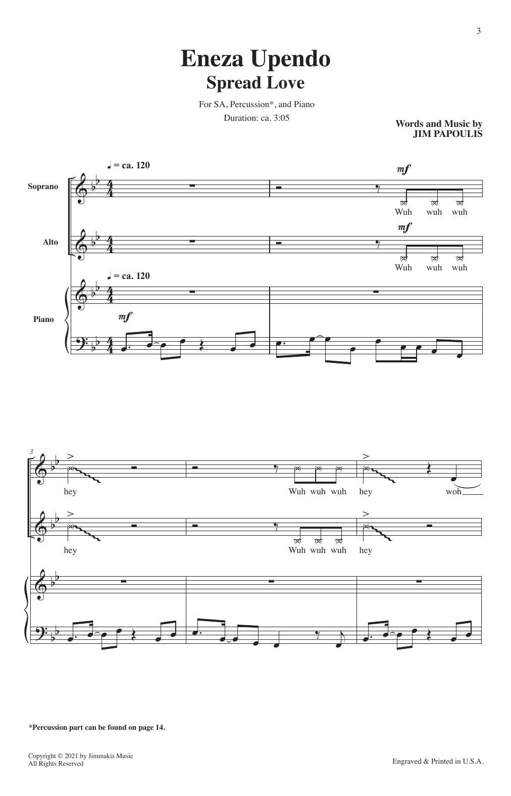 Download Jim Papoulis Eneza Upendo (Spread Love) Sheet Music and learn how to play Choir PDF digital score in minutes