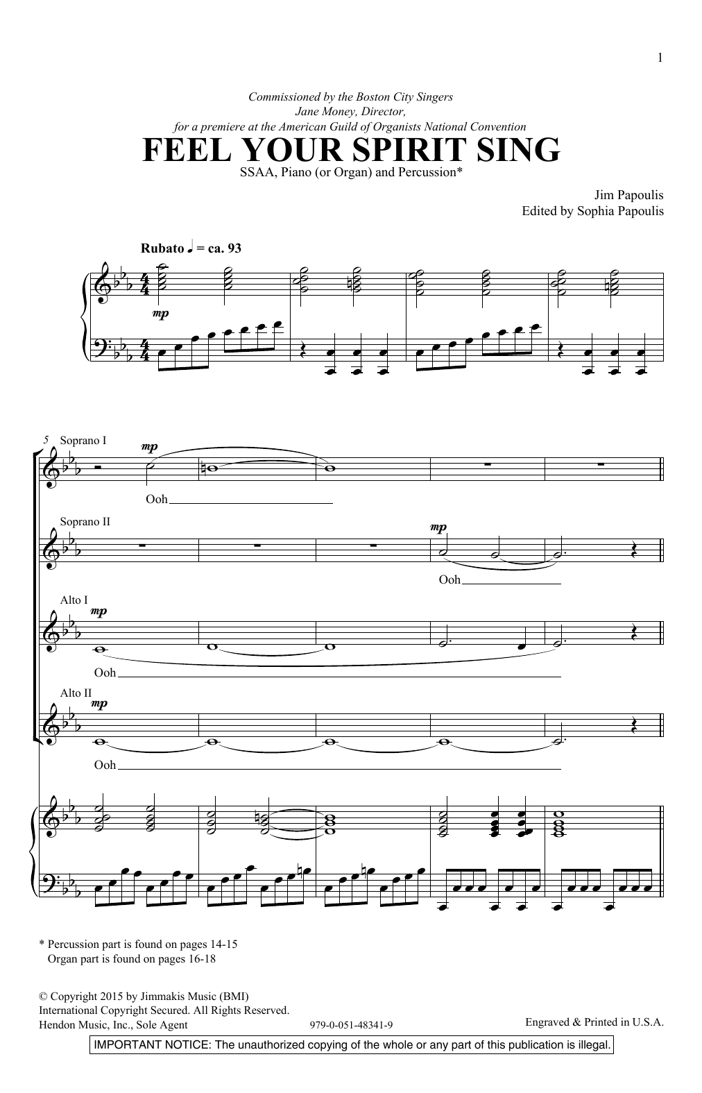 Download Jim Papoulis Feel Your Spirit Sing Sheet Music and learn how to play SSA PDF digital score in minutes