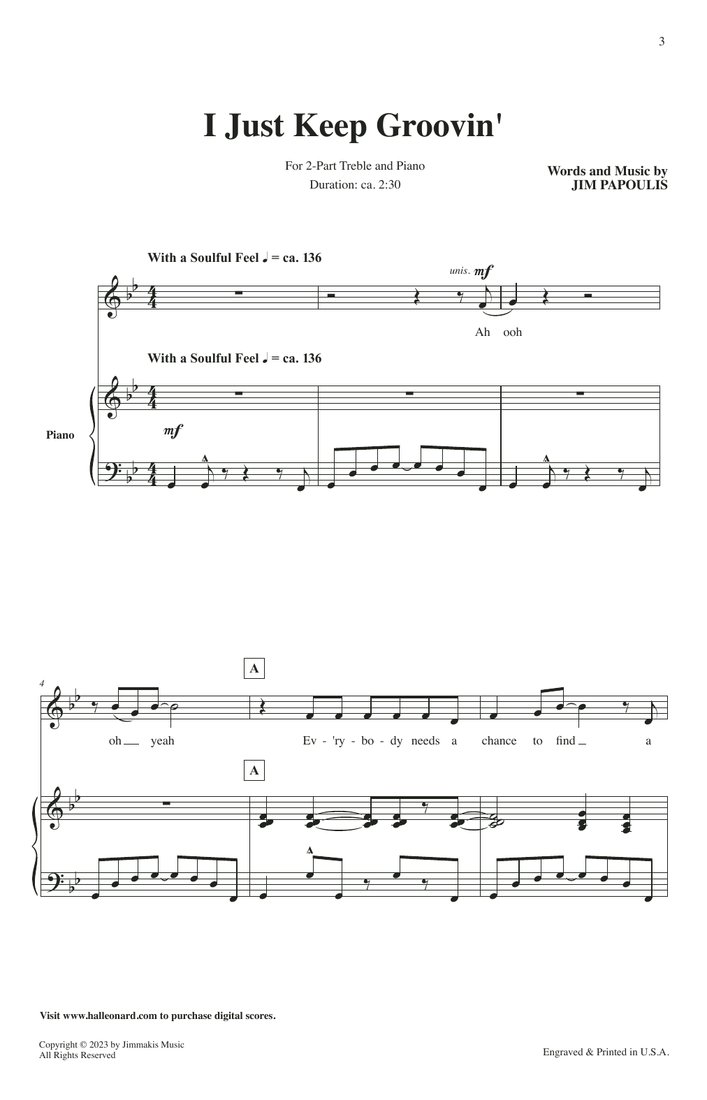 Download Jim Papoulis I Just Keep Groovin' Sheet Music and learn how to play Choir PDF digital score in minutes