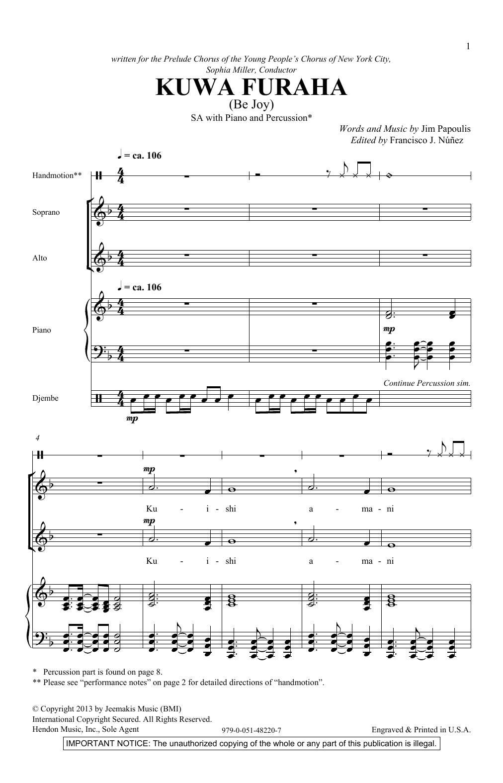 Download Jim Papoulis Kuwa Furaha Sheet Music and learn how to play 2-Part Choir PDF digital score in minutes