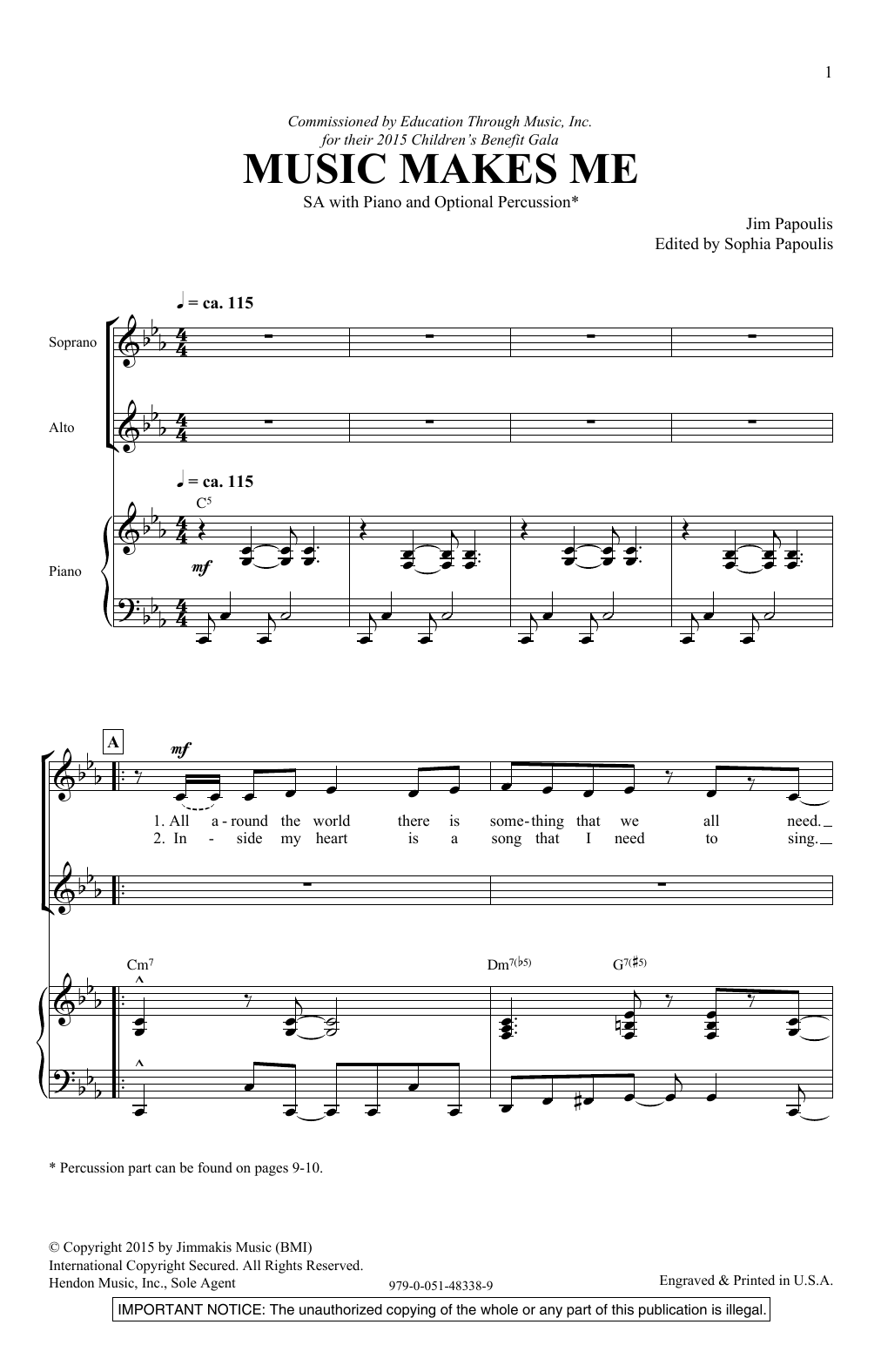 Download Jim Papoulis Music Makes Me Sheet Music and learn how to play 2-Part Choir PDF digital score in minutes
