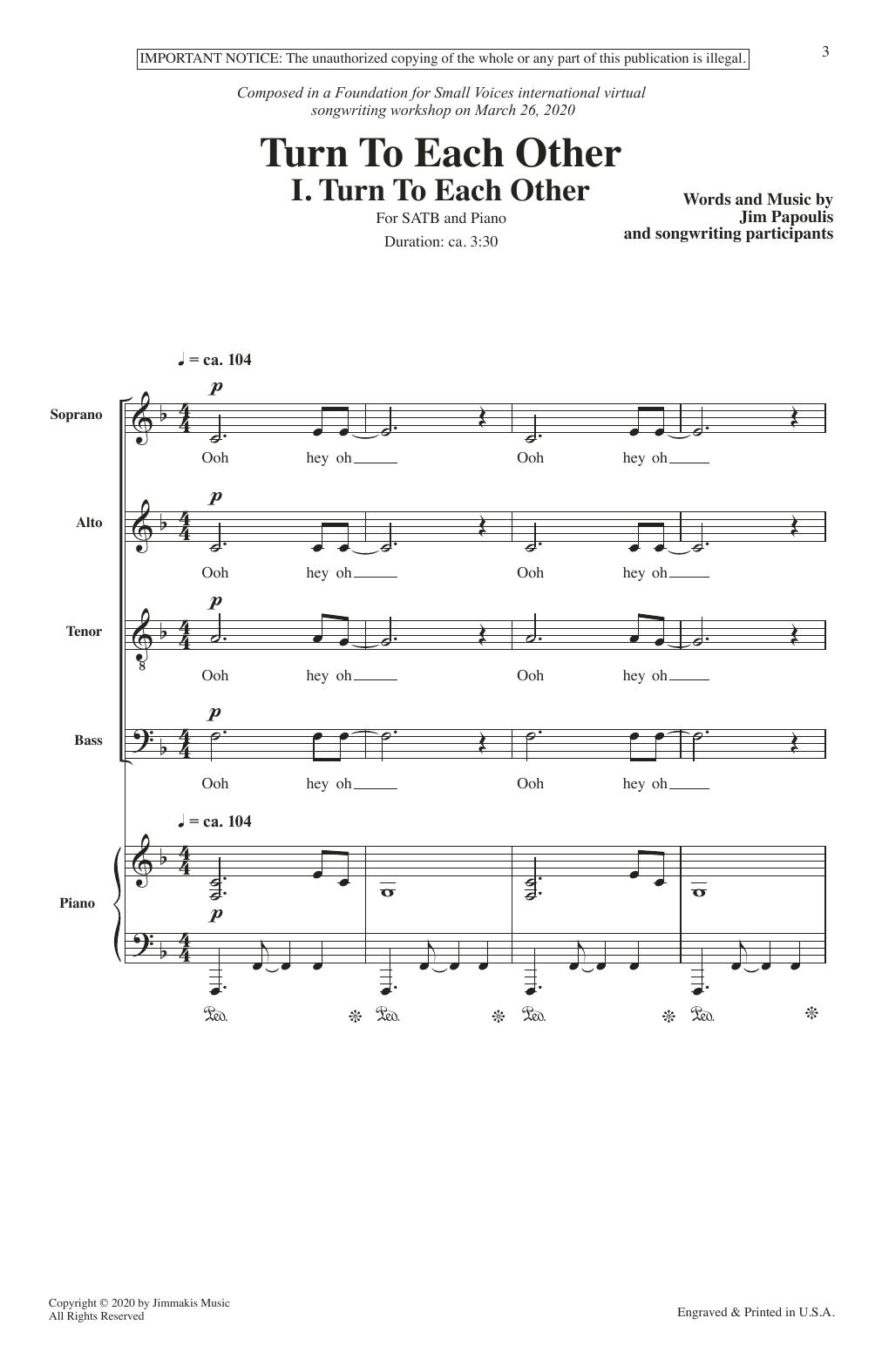 Download Jim Papoulis Turn To Each Other (Collection) Sheet Music and learn how to play SATB Choir PDF digital score in minutes