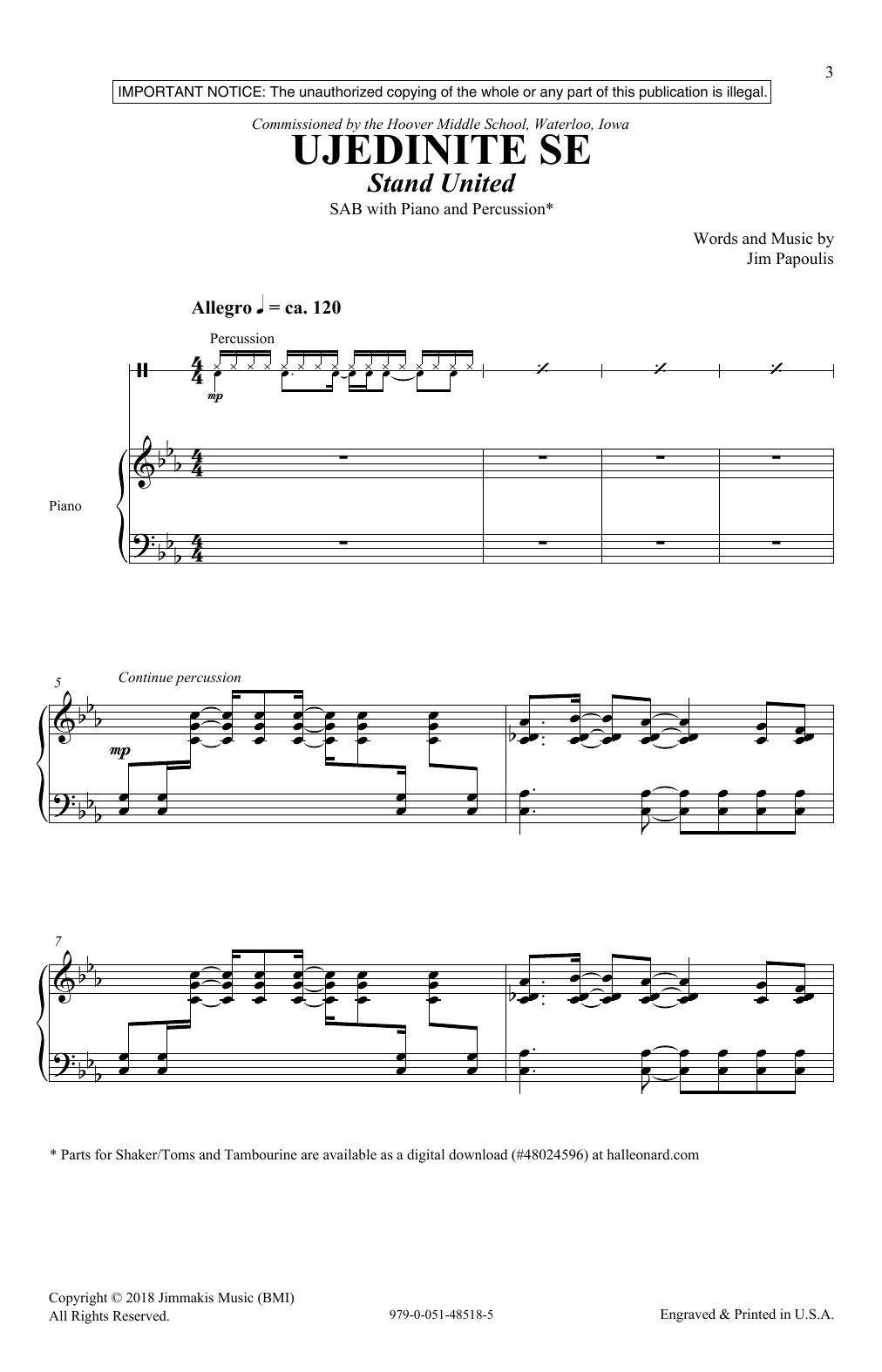 Download Jim Papoulis Ujedinite Se (Stand United) Sheet Music and learn how to play SAB Choir PDF digital score in minutes