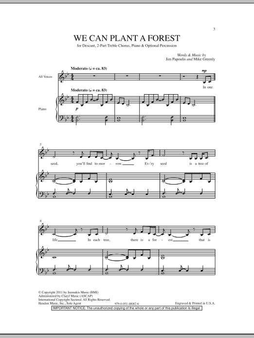 Download Jim Papoulis We Can Plant A Forest Sheet Music and learn how to play 2-Part Choir PDF digital score in minutes