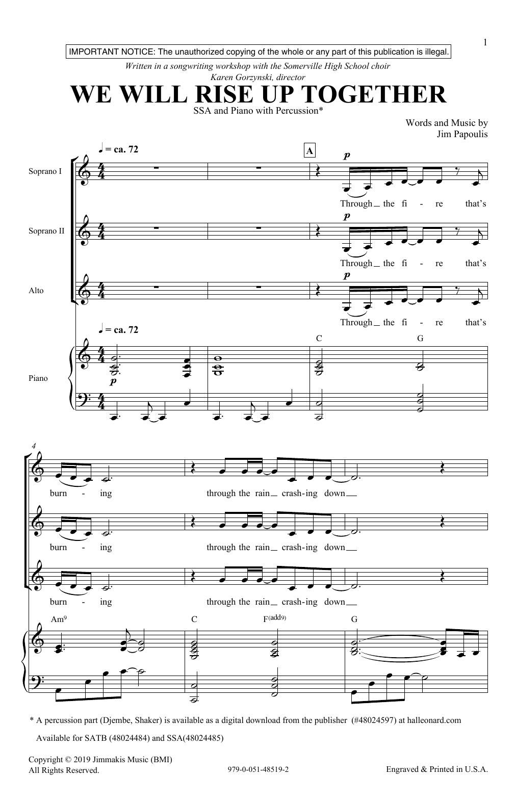 Download Jim Papoulis We Will Rise Up Together Sheet Music and learn how to play SATB Choir PDF digital score in minutes