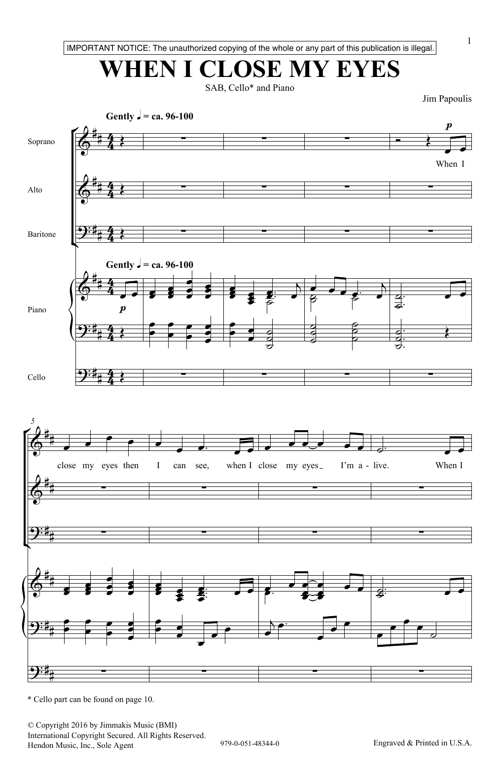 Download Jim Papoulis When I Close My Eyes Sheet Music and learn how to play SAB PDF digital score in minutes