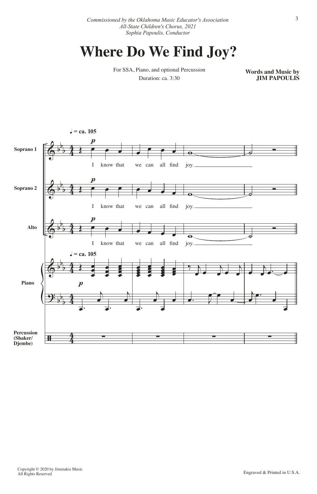Download Jim Papoulis Where Do We Find Joy? Sheet Music and learn how to play SSA Choir PDF digital score in minutes