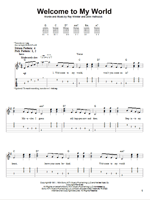Jim Reeves Welcome To My World Sheet Music Notes Download Printable Jim Reeves Welcome To My World Sheet Music Notes Download Printable