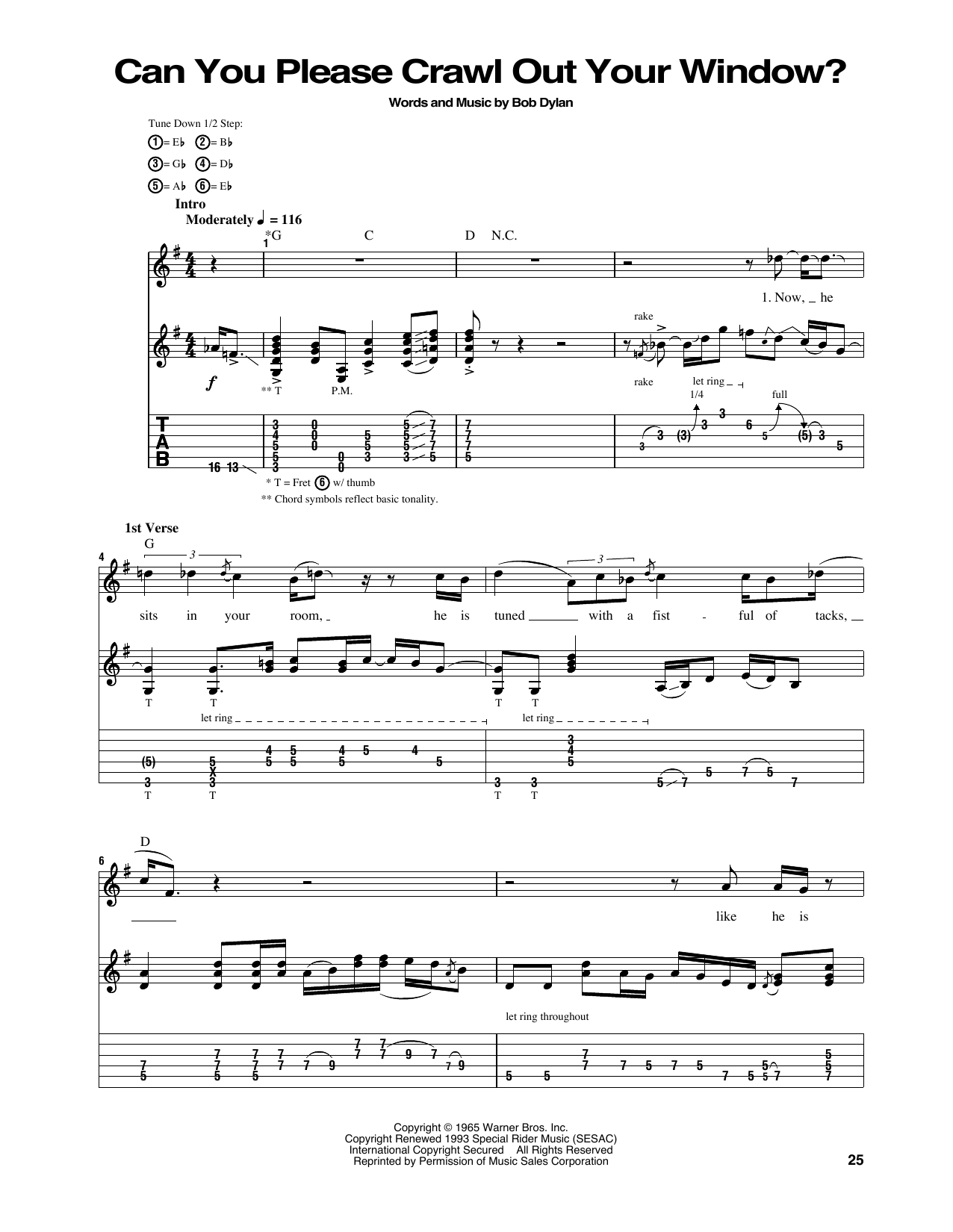 Download Jimi Hendrix Can You Please Crawl Out Your Window? Sheet Music and learn how to play Guitar Tab PDF digital score in minutes