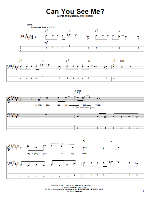 Download Jimi Hendrix Can You See Me Sheet Music and learn how to play Banjo PDF digital score in minutes