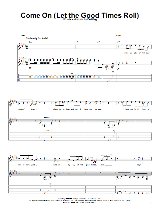 Download Jimi Hendrix Come On (Part 1) Sheet Music and learn how to play Guitar Tab PDF digital score in minutes