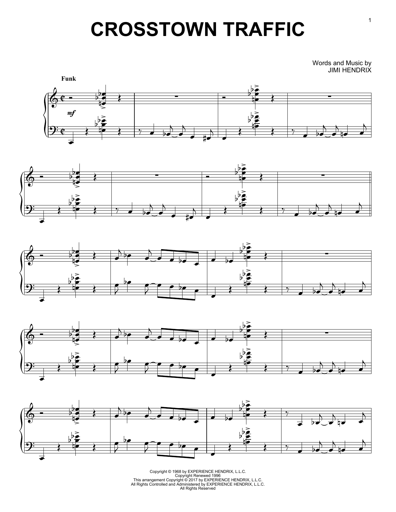 Download Jimi Hendrix Crosstown Traffic [Jazz version] Sheet Music and learn how to play Piano Solo PDF digital score in minutes