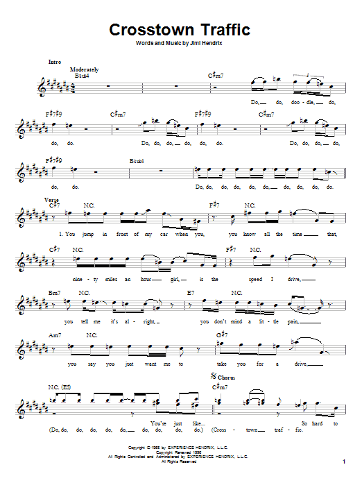Download Jimi Hendrix Crosstown Traffic Sheet Music and learn how to play Bass Guitar Tab PDF digital score in minutes