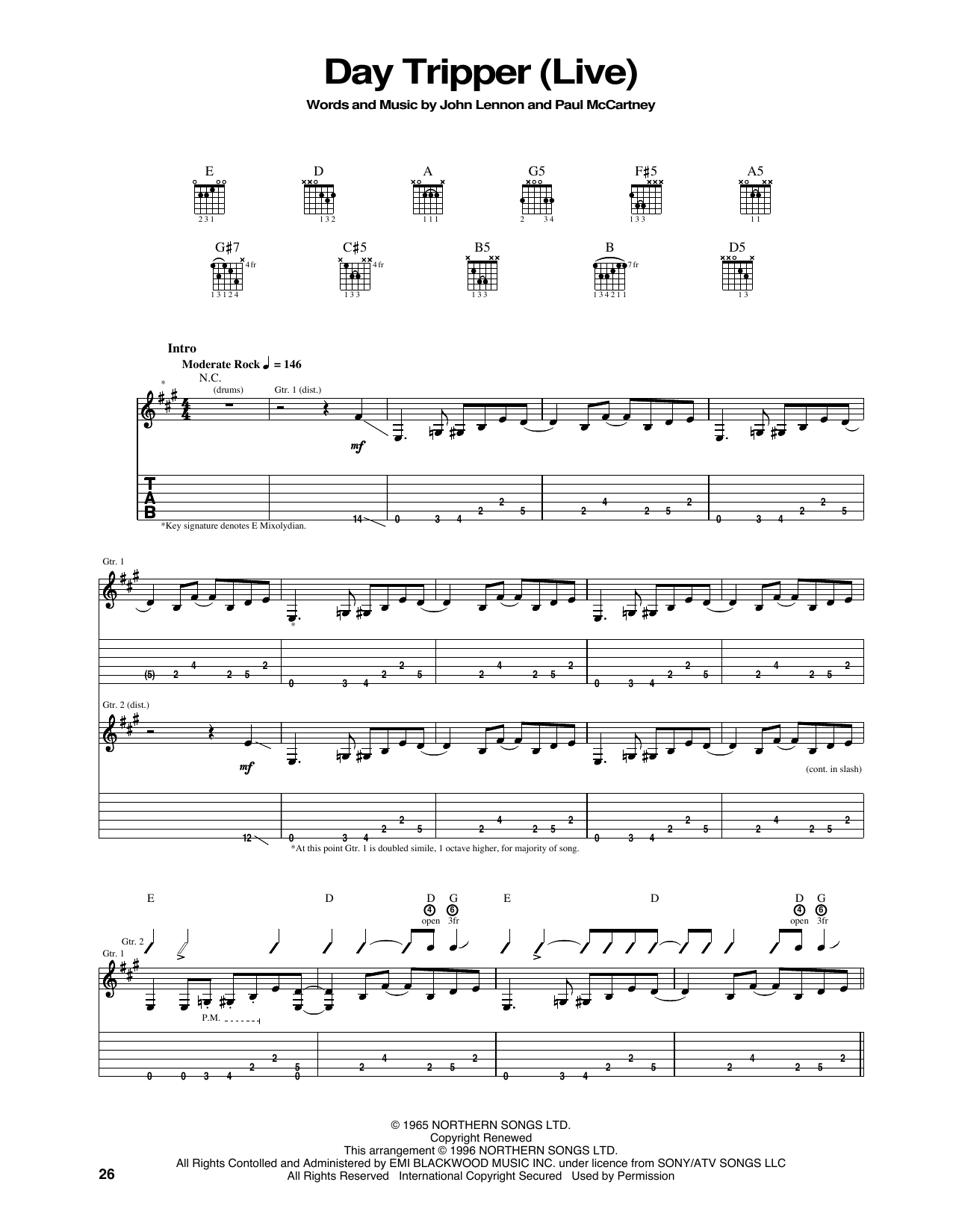 Download Jimi Hendrix Day Tripper Sheet Music and learn how to play Guitar Tab PDF digital score in minutes