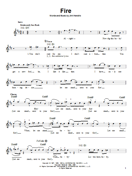 Download Jimi Hendrix Fire Sheet Music and learn how to play Guitar Tab PDF digital score in minutes