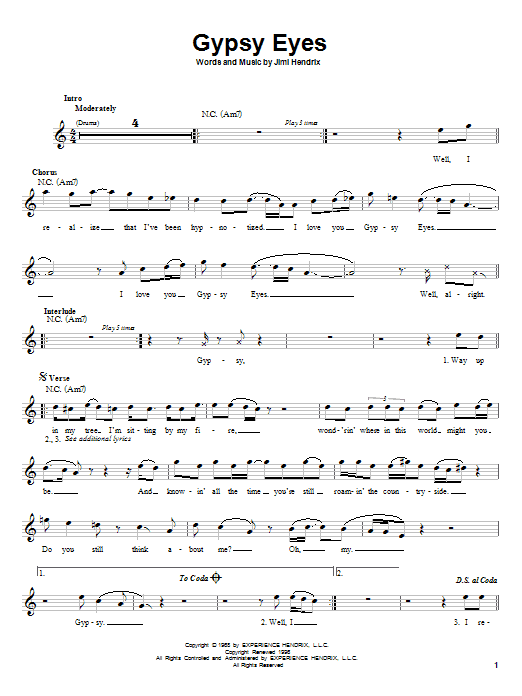 Download Jimi Hendrix Gypsy Eyes Sheet Music and learn how to play Bass Guitar Tab PDF digital score in minutes