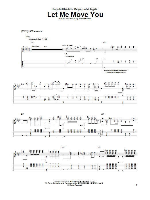 Download Jimi Hendrix Let Me Move You Sheet Music and learn how to play Guitar Tab PDF digital score in minutes