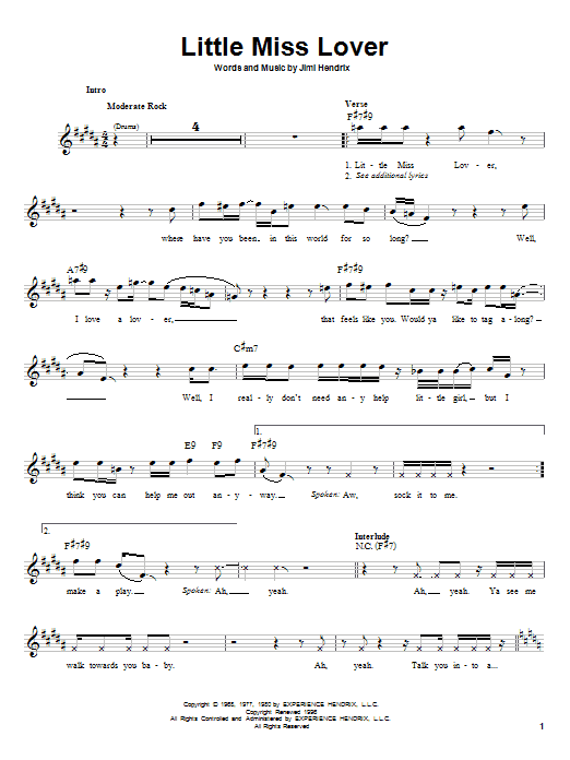 Download Jimi Hendrix Little Miss Lover Sheet Music and learn how to play Bass Guitar Tab PDF digital score in minutes