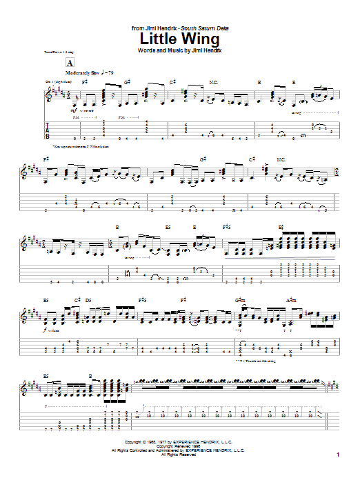 Download Jimi Hendrix Little Wing Sheet Music and learn how to play Bass Guitar Tab PDF digital score in minutes