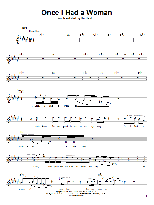 Download Jimi Hendrix Once I Had A Woman Sheet Music and learn how to play Bass Guitar Tab PDF digital score in minutes