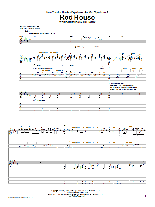 Download Jimi Hendrix Red House Sheet Music and learn how to play Melody Line, Lyrics & Chords PDF digital score in minutes