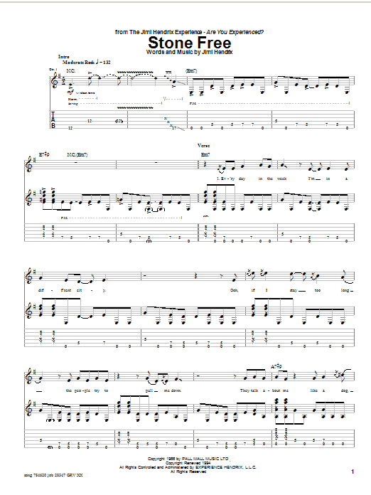 Download Jimi Hendrix Stone Free Sheet Music and learn how to play Ukulele PDF digital score in minutes