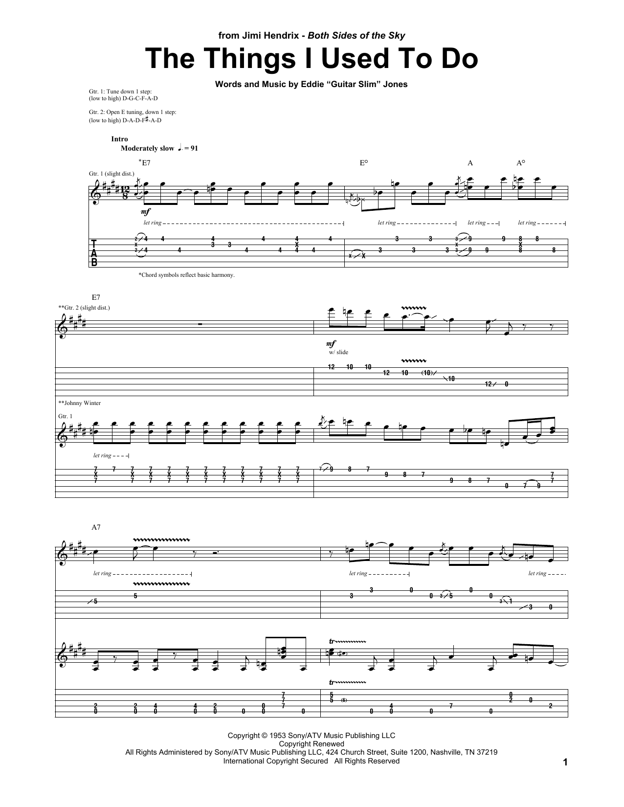 Download Jimi Hendrix The Things That I Used To Do Sheet Music and learn how to play Guitar Tab PDF digital score in minutes