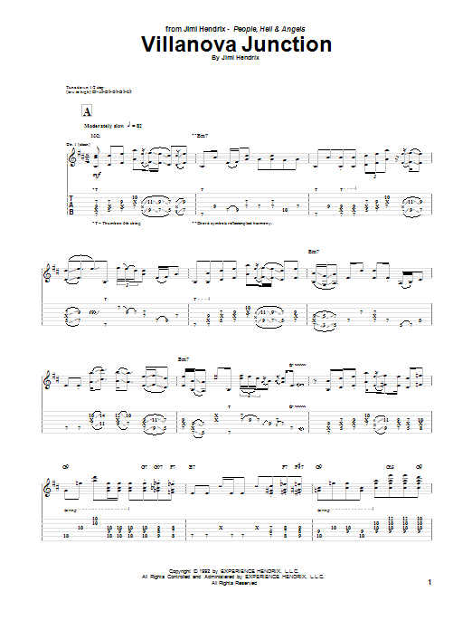 Download Jimi Hendrix Villanova Junction Sheet Music and learn how to play Guitar Tab PDF digital score in minutes