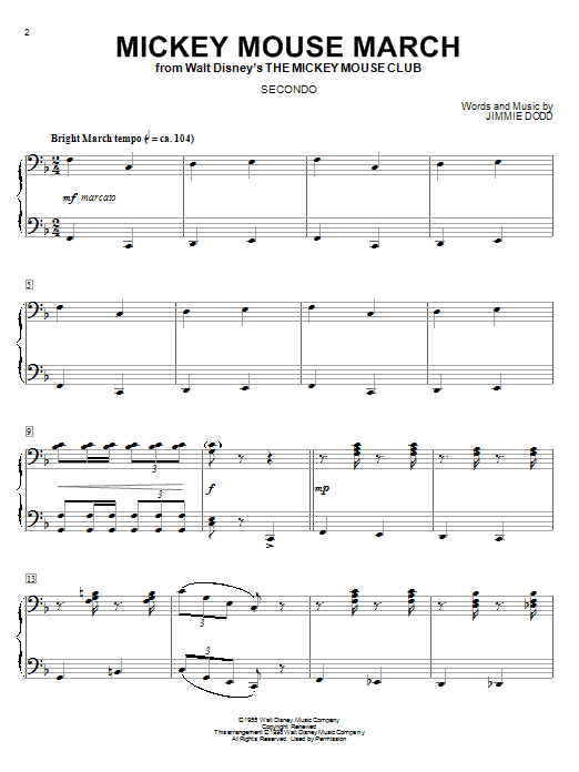 Download Jimmie Dodd Mickey Mouse March Sheet Music and learn how to play SPREP PDF digital score in minutes