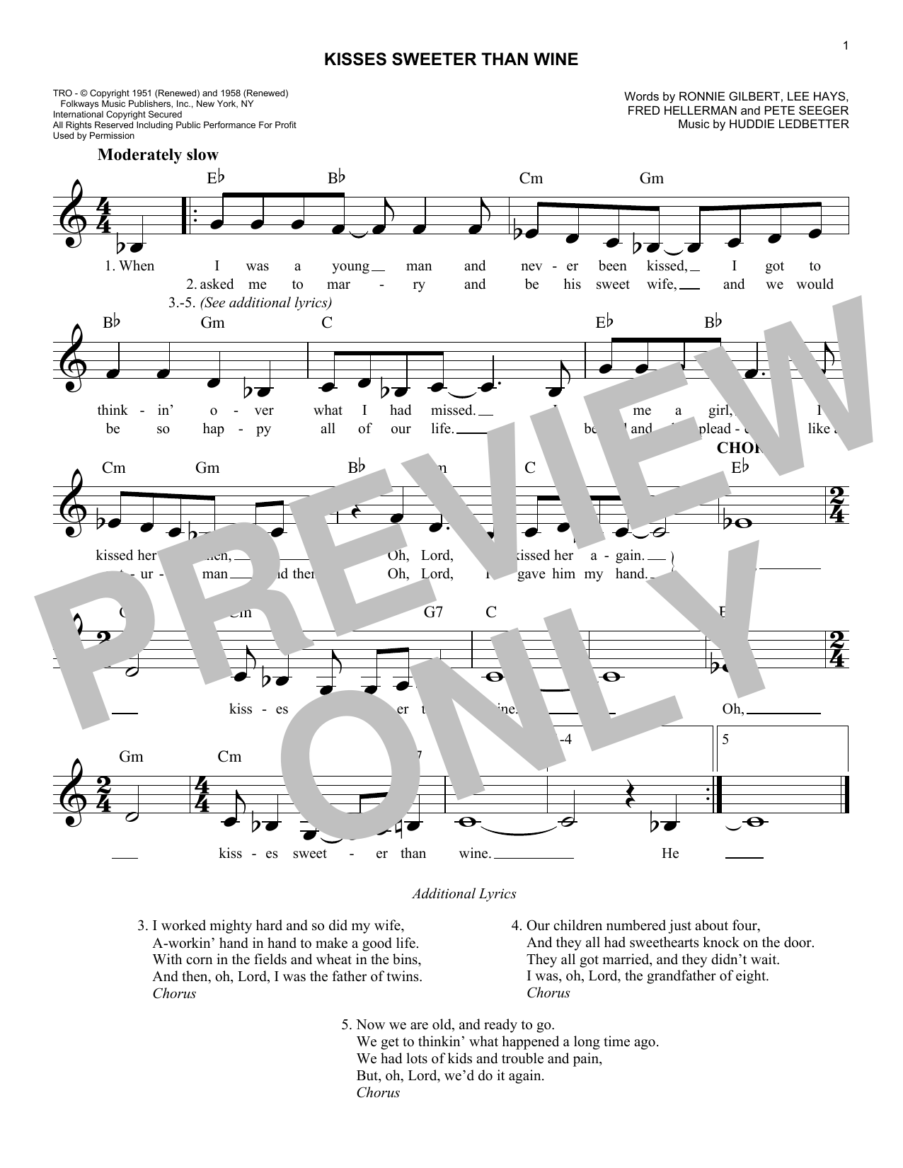 Download Jimmie Rodgers Kisses Sweeter Than Wine Sheet Music and learn how to play Lead Sheet / Fake Book PDF digital score in minutes