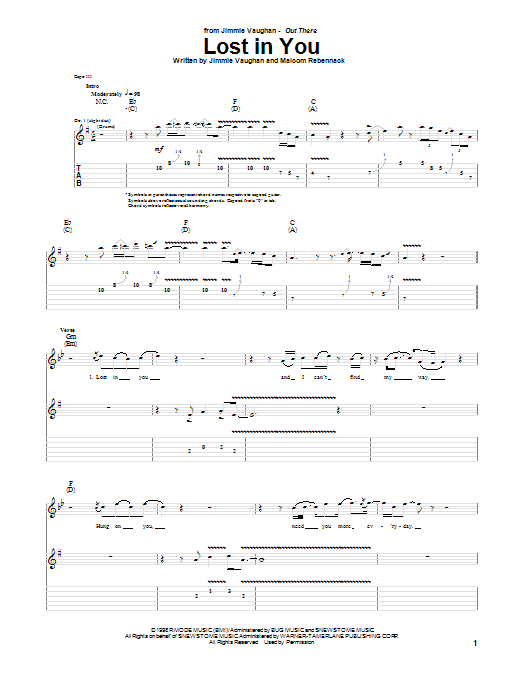 Download Jimmie Vaughan Lost In You Sheet Music and learn how to play Guitar Tab PDF digital score in minutes