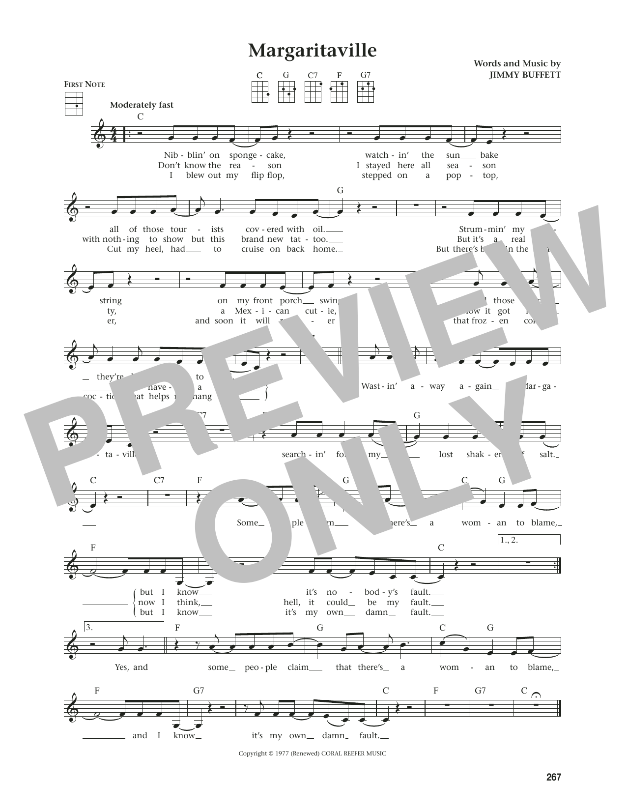 Download Jimmy Buffett Margaritaville (from The Daily Ukulele) (arr. Jim Beloff) Sheet Music and learn how to play Ukulele PDF digital score in minutes