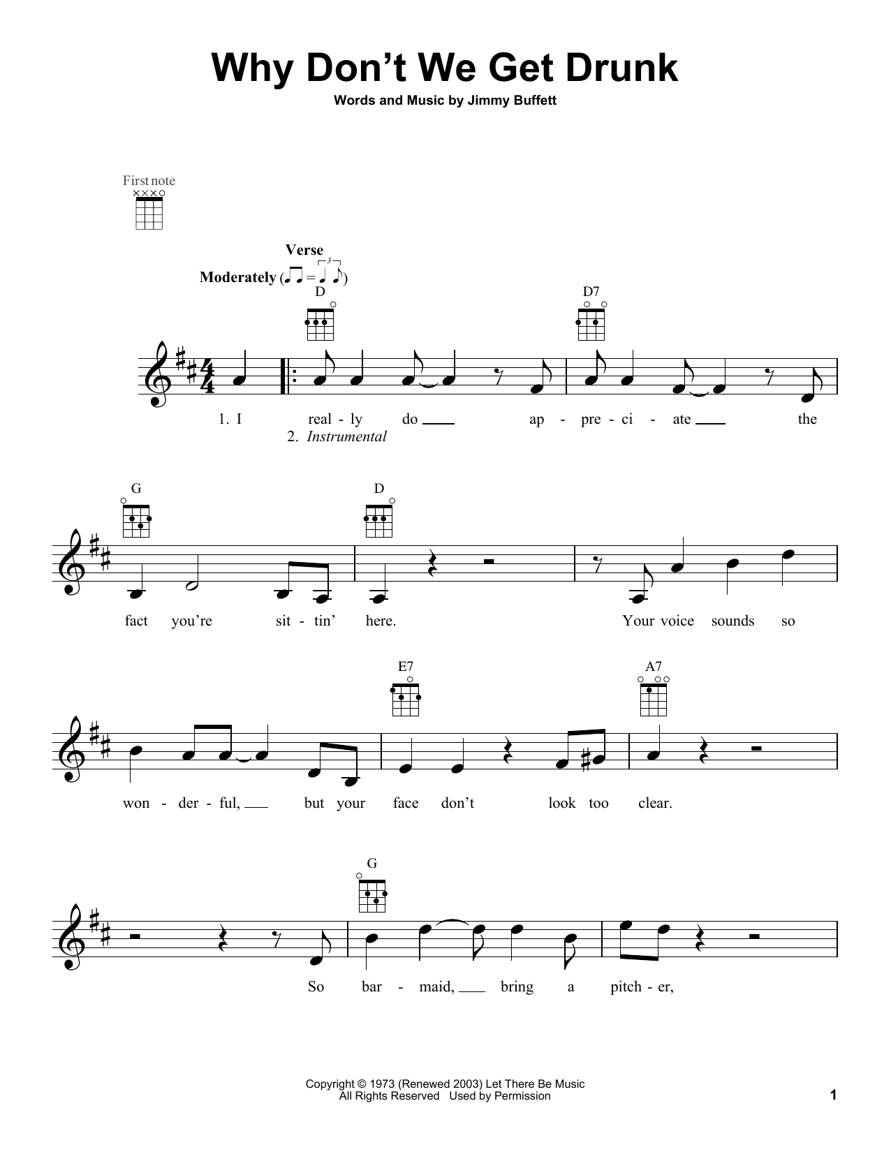 Download Jimmy Buffett Why Don't We Get Drunk Sheet Music and learn how to play Ukulele PDF digital score in minutes