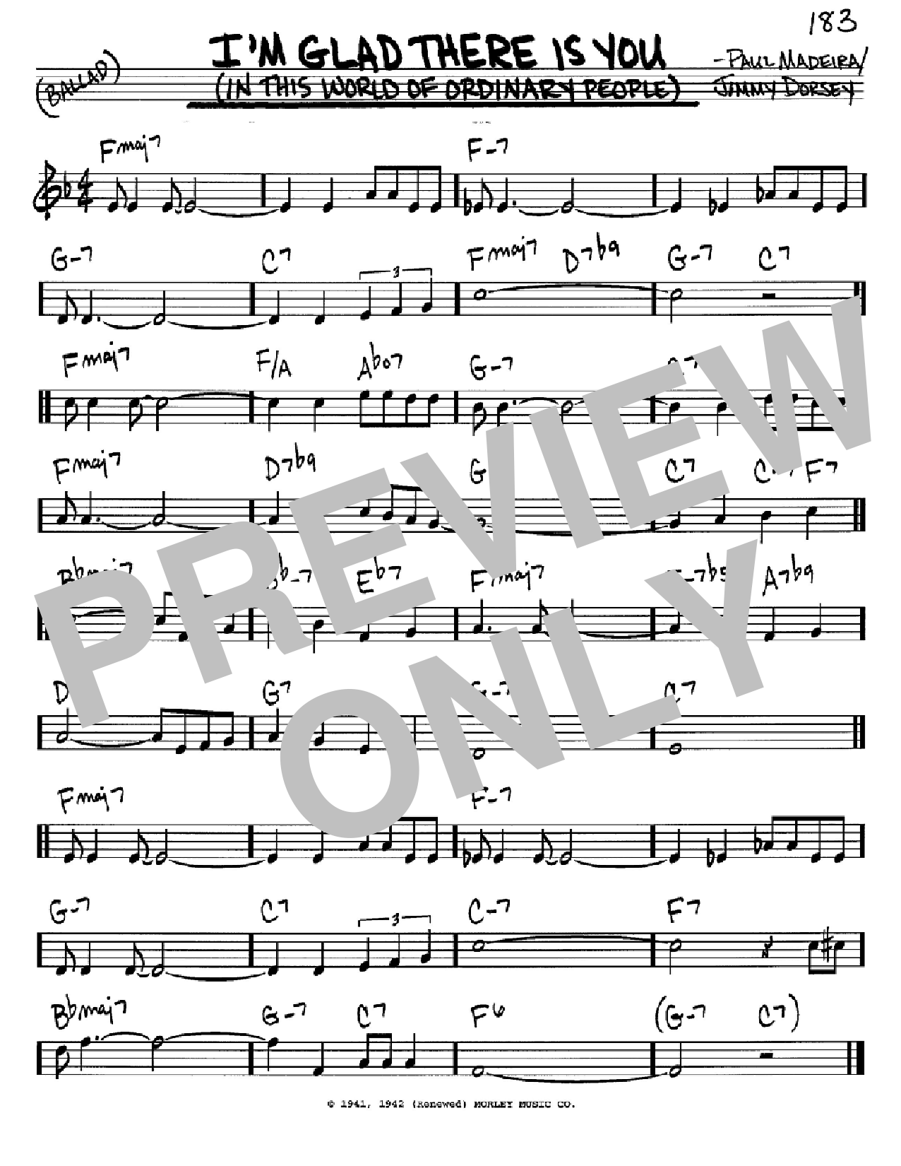 Download Jimmy Dorsey I'm Glad There Is You (In This World Of Ordinary People) Sheet Music and learn how to play Real Book – Melody, Lyrics & Chords PDF digital score in minutes