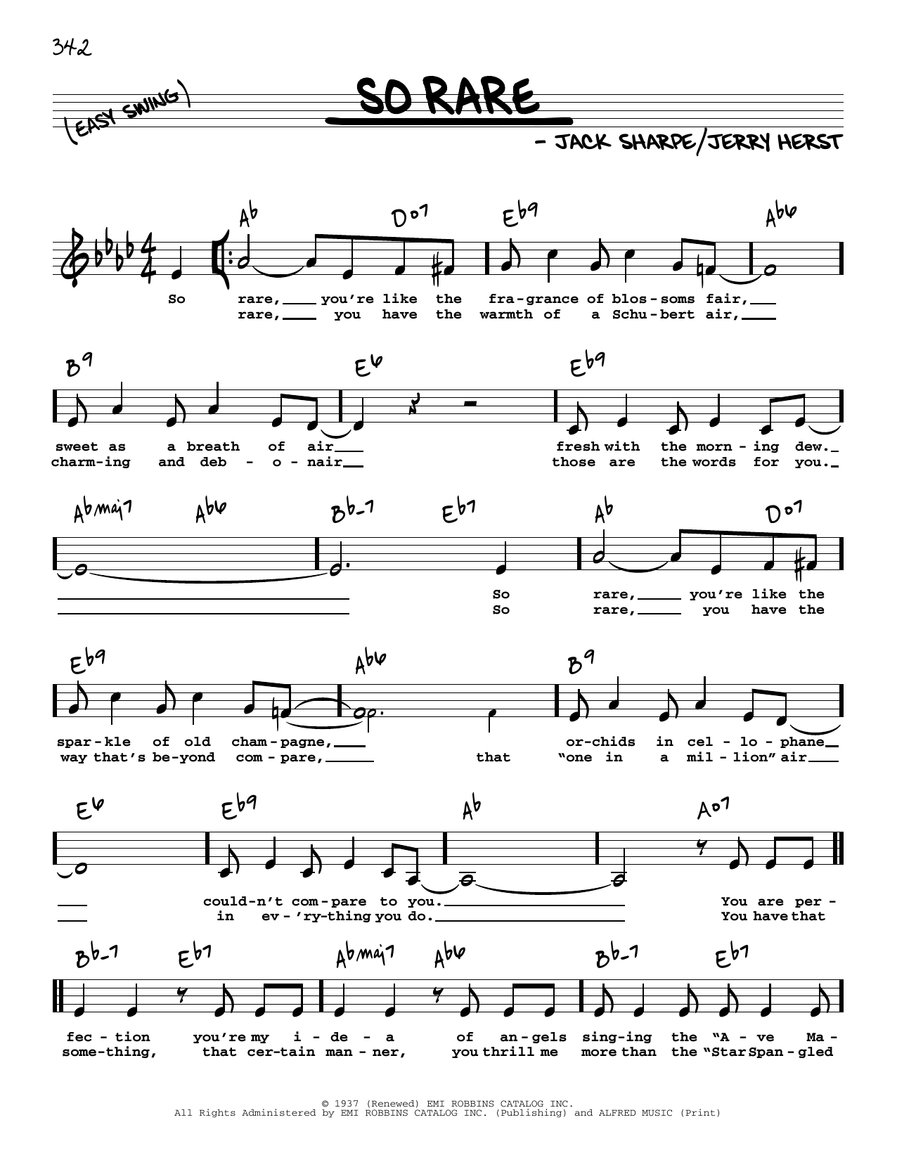 Download Jimmy Dorsey So Rare (Low Voice) Sheet Music and learn how to play Real Book – Melody, Lyrics & Chords PDF digital score in minutes