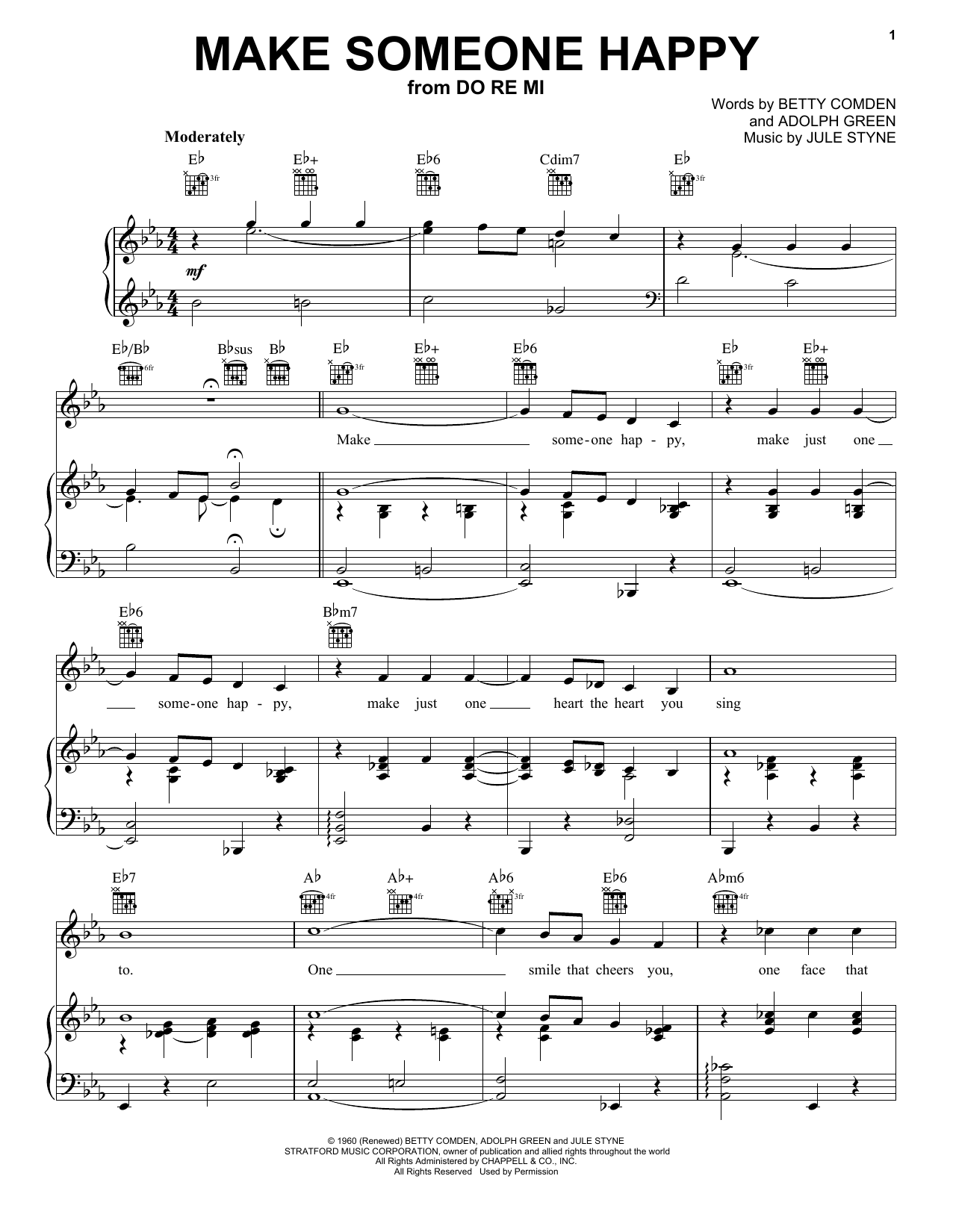 Download Jimmy Duarante Make Someone Happy Sheet Music and learn how to play Piano, Vocal & Guitar (Right-Hand Melody) PDF digital score in minutes