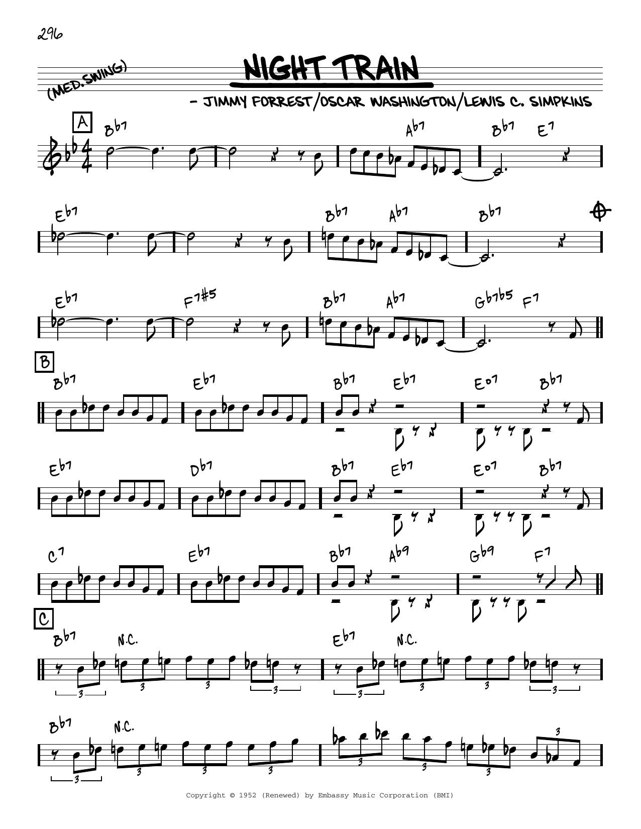 Download Jimmy Forrest Night Train [Reharmonized version] (arr. Jack Grassel) Sheet Music and learn how to play Real Book – Melody & Chords PDF digital score in minutes