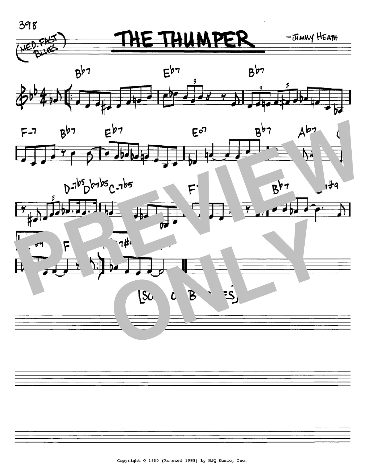 Download Jimmy Heath The Thumper Sheet Music and learn how to play Real Book - Melody & Chords - C Instruments PDF digital score in minutes