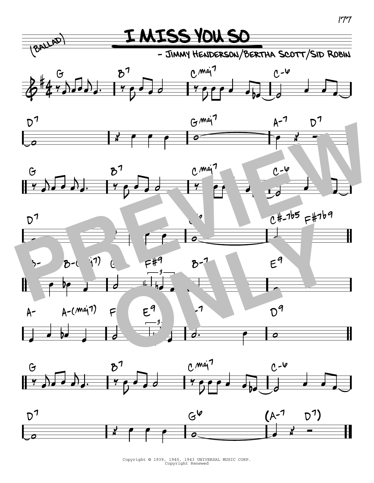 Download Jimmy Henderson I Miss You So Sheet Music and learn how to play Real Book – Melody & Chords PDF digital score in minutes