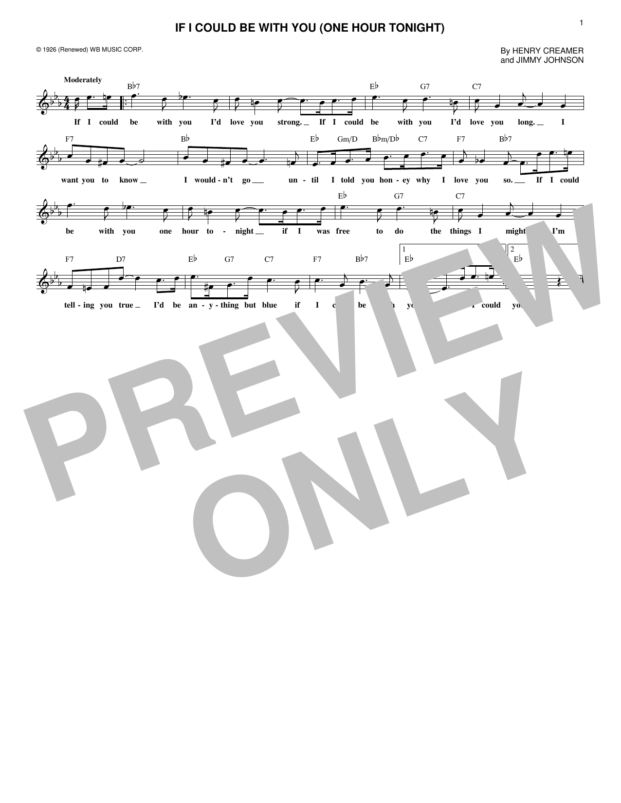 Download Jimmy Johnson If I Could Be With You (One Hour Tonight) Sheet Music and learn how to play Real Book – Melody & Chords PDF digital score in minutes