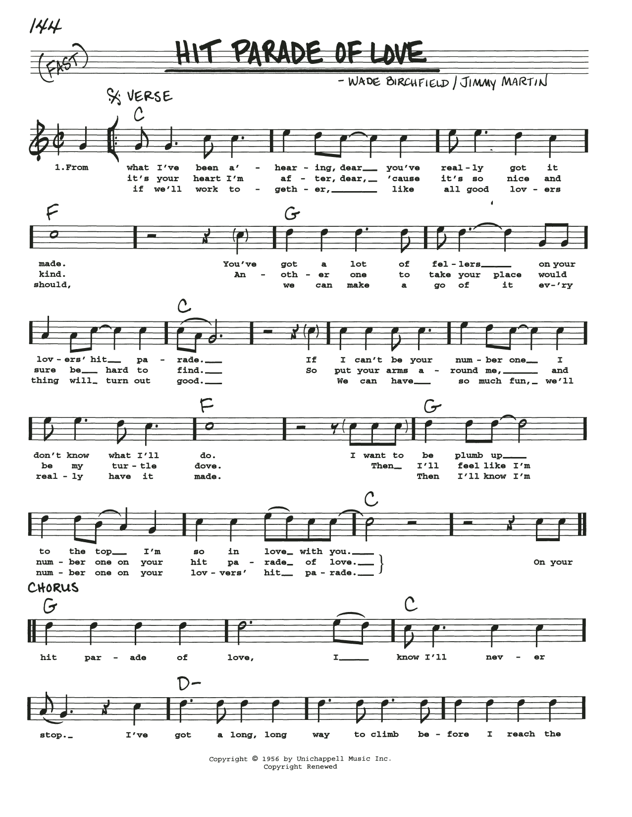 Download Jimmy Martin Hit Parade Of Love Sheet Music and learn how to play Real Book – Melody, Lyrics & Chords PDF digital score in minutes