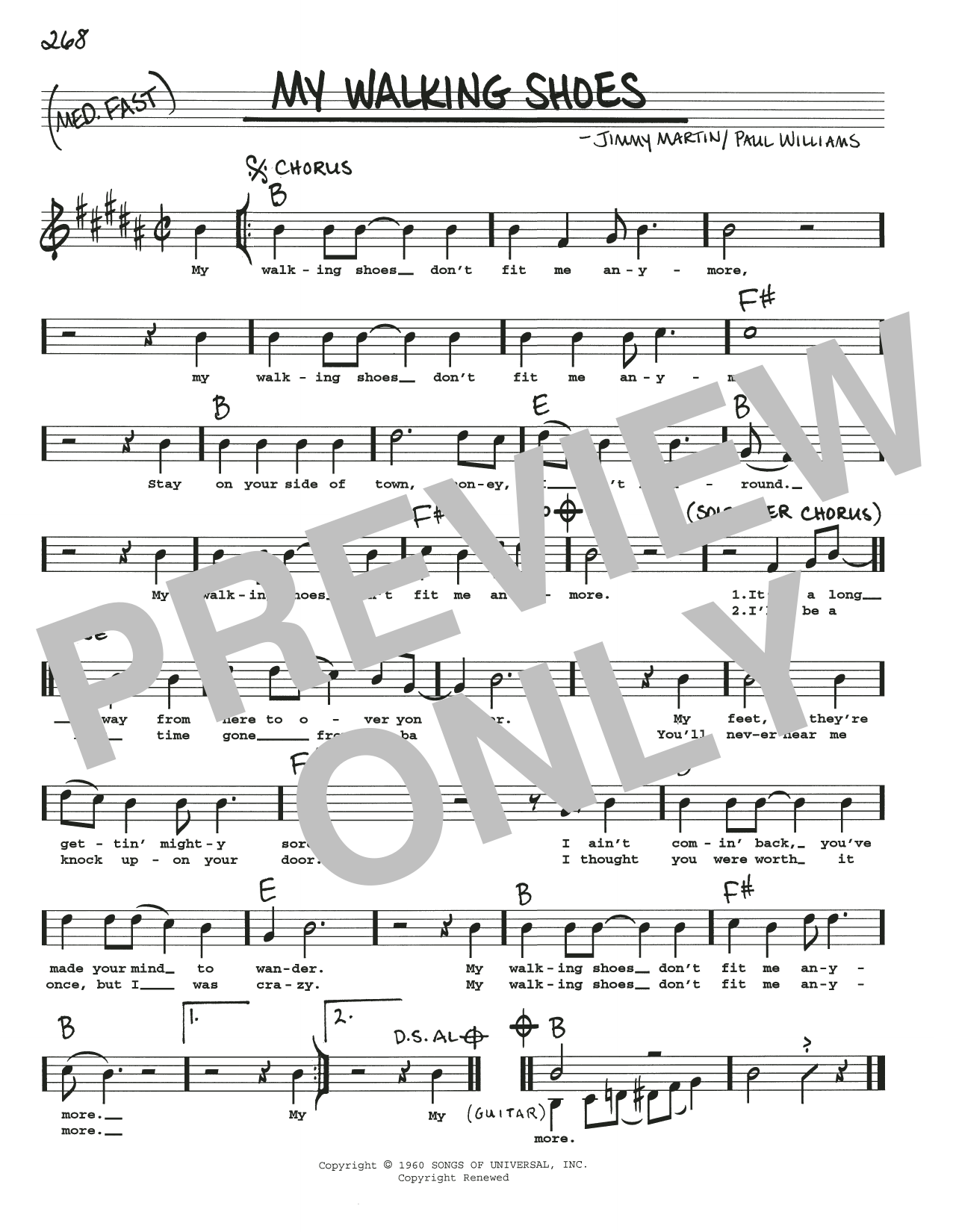 Download Jimmy Martin My Walking Shoes Sheet Music and learn how to play Real Book – Melody, Lyrics & Chords PDF digital score in minutes