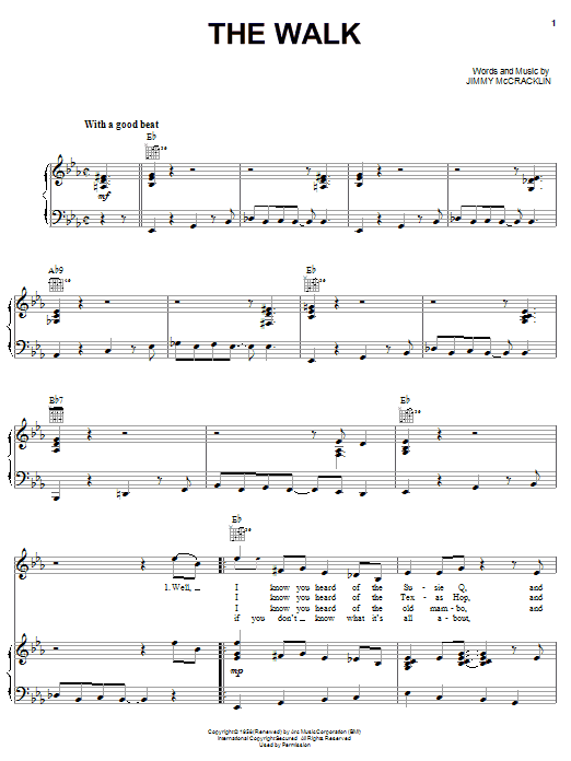 Download Jimmy McCracklin The Walk Sheet Music and learn how to play Piano, Vocal & Guitar (Right-Hand Melody) PDF digital score in minutes