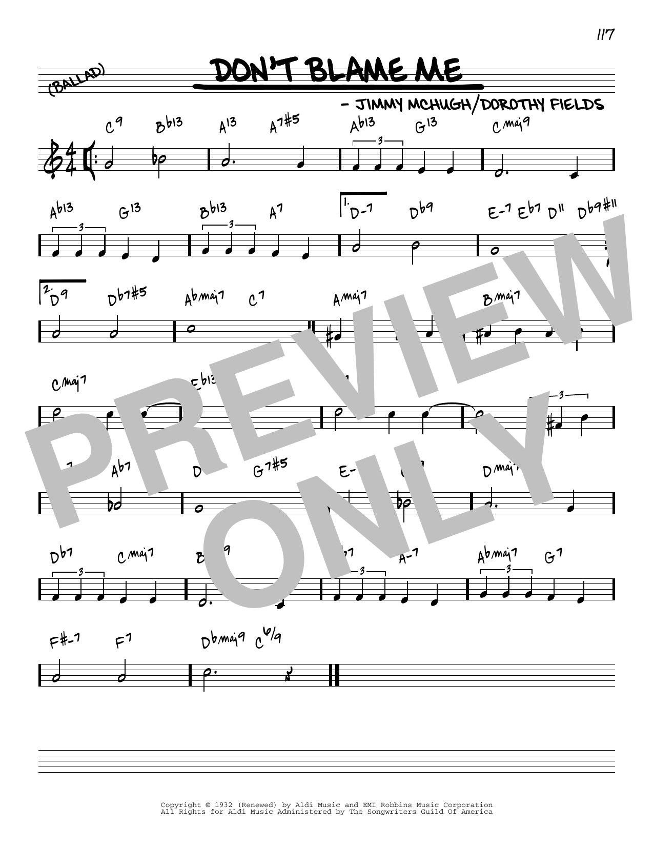 Download Jimmy McHugh Don't Blame Me [Reharmonized version] (arr. Jack Grassel) Sheet Music and learn how to play Real Book – Melody & Chords PDF digital score in minutes