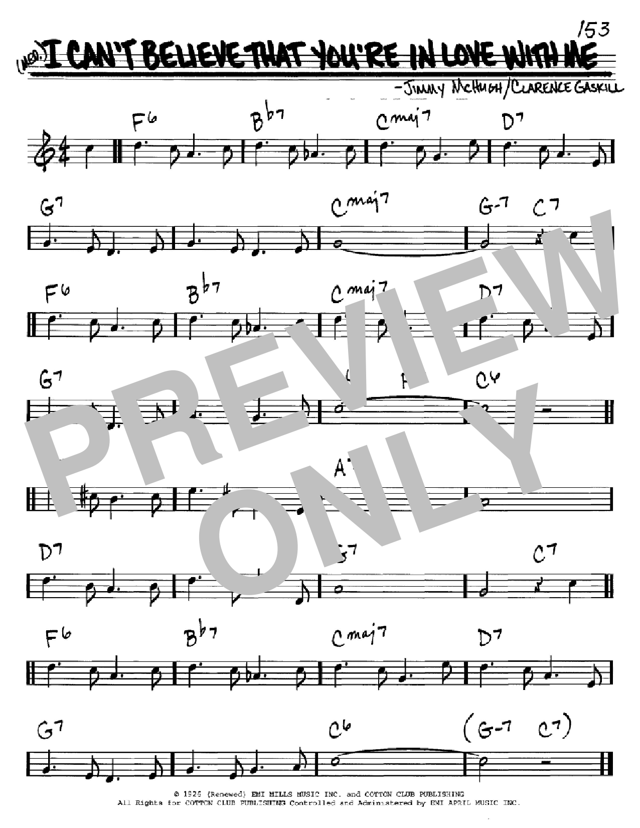 Download Jimmy McHugh I Can't Believe That You're In Love With Me Sheet Music and learn how to play Voice PDF digital score in minutes