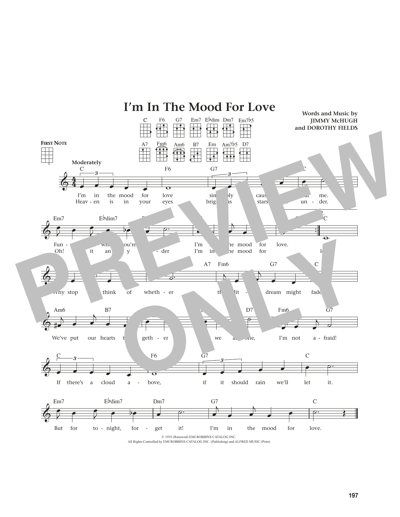 Download Jimmy McHugh I'm In The Mood For Love (from The Daily Ukulele) (arr. Jim Beloff) Sheet Music and learn how to play Ukulele PDF digital score in minutes