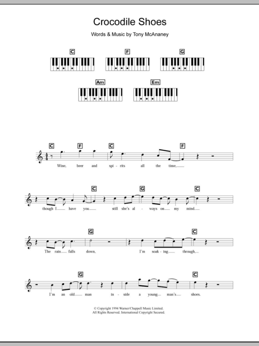 Download Jimmy Nail Crocodile Shoes Sheet Music and learn how to play Keyboard PDF digital score in minutes